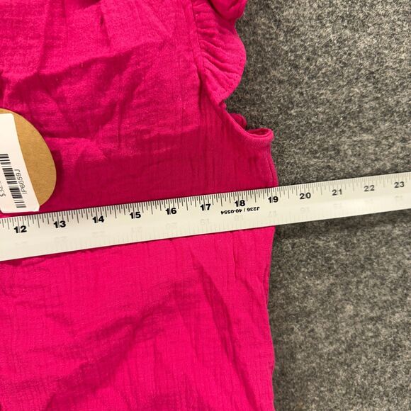 New Bibi Blouse Women S Small Pink V-Neck Sleeveless Wide Strap Hook&Eye Ruffle - Picture 6 of 8